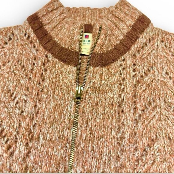 Vintage Woolrich Women’s Large Zip Front Wool Cardigan Sweater Rustic Brown - Picture 4 of 11